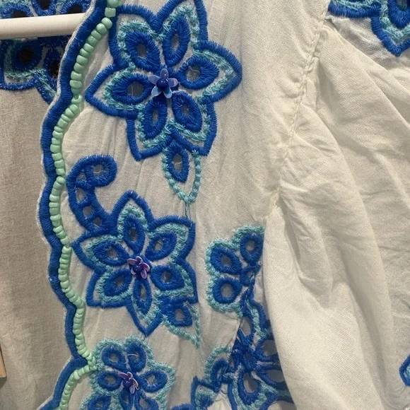 Piti Cuiti White and Blue Floral Maxi Dress - Picture 11 of 13